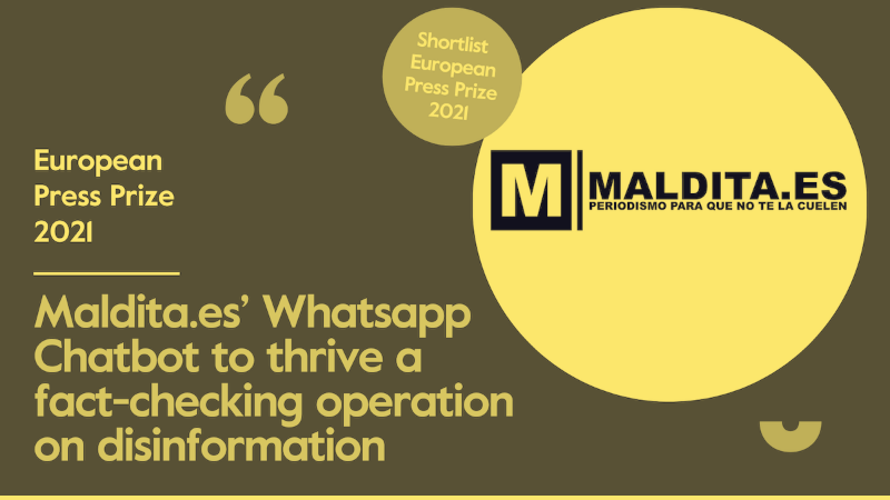 Maldita.es nominated for the European journalism award, the European Press Prize, for its WhatsApp service