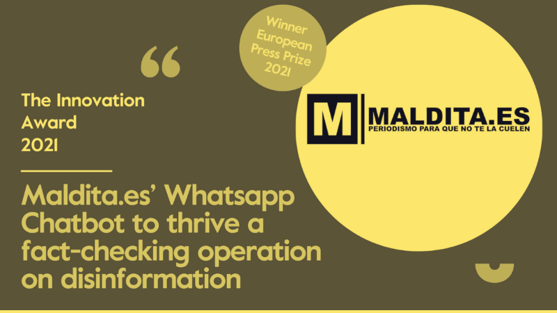 Maldita.es wins the European Press Prize 2021: European Journalism Award for its WhatsApp chatbot
