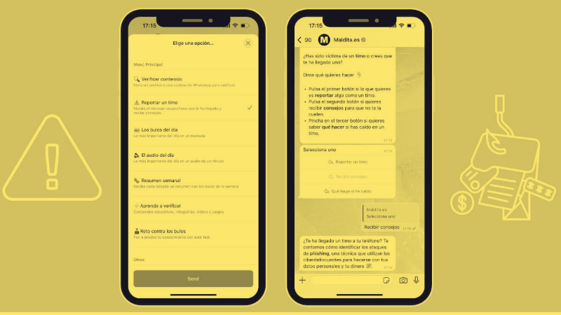 Maldita.es launches a service to report and prevent scams through its WhatsApp chatbot
